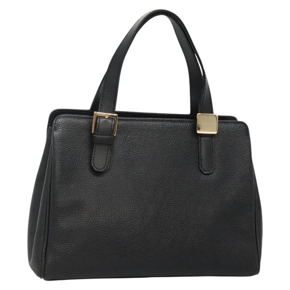 BURBERRY Hand Bag Leather Black Gold Auth ep9938 - Picture 1 of 16
